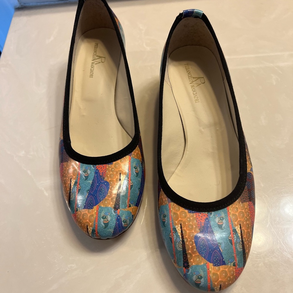 Pierangelo Masciadri colorful multicolored patchwork artistic low heel f…